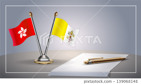 Small national flag of Hong Kong and Vatican City flag Relation, Template Vector Illustration Small national flag of Hong Kong and Vatican City flag Relation, Template Vector Illustration 139068148