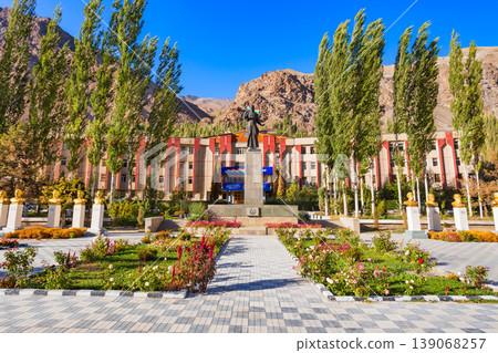 Town hall government building in Khorog city, Tajikistan 139068257