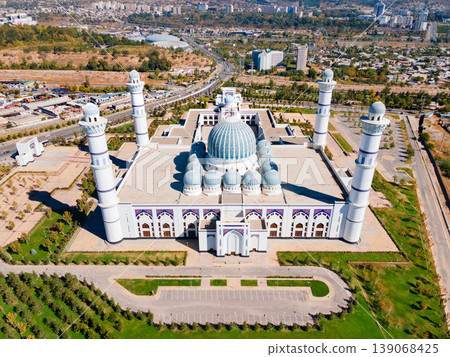 Central Cathedral Mosque of Dushanbe city aerial view Central Cathedral Mosque of Dushanbe city aerial view 139068425