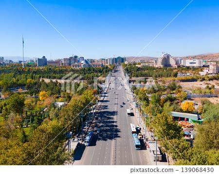 Dushanbe city aerial panoramic view in Tajikistan 139068430