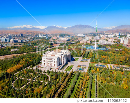 Palace of the Nation aerial panoramic view, Dushanbe 139068432