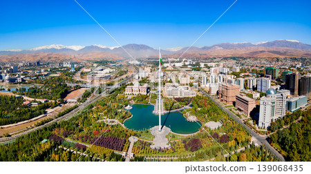 Dushanbe city aerial panoramic view in Tajikistan Dushanbe city aerial panoramic view in Tajikistan 139068435