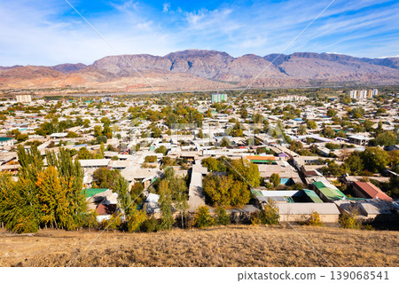Penjikent city aerial panoramic view in Tajikistan Penjikent city aerial panoramic view in Tajikistan 139068541