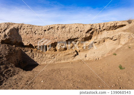 Ancient Penjikent ruins aerial panoramic view, Tajikistan Ancient Penjikent ruins aerial panoramic view, Tajikistan 139068543