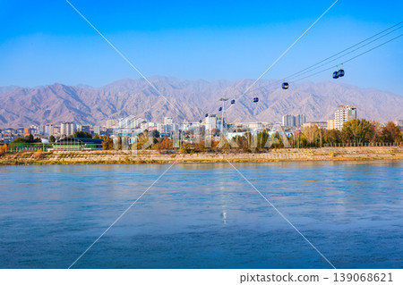 Cable car through Syr Darya river in Khujand Cable car through Syr Darya river in Khujand 139068621