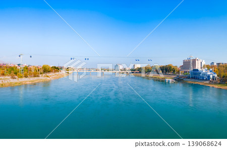 Khujand city aerial panoramic view in Tajikistan 139068624