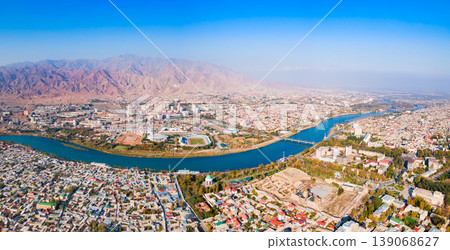 Khujand city aerial panoramic view in Tajikistan Khujand city aerial panoramic view in Tajikistan 139068627