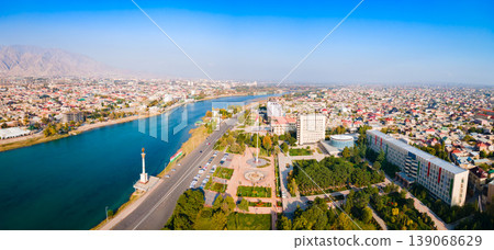 Khujand city aerial panoramic view in Tajikistan Khujand city aerial panoramic view in Tajikistan 139068629