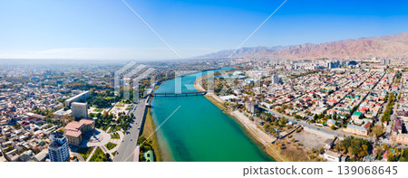 Khujand city aerial panoramic view in Tajikistan Khujand city aerial panoramic view in Tajikistan 139068645