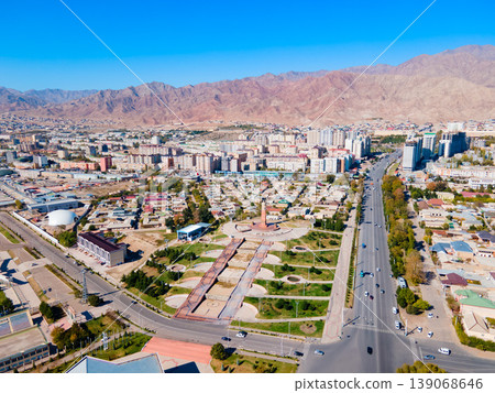 Khujand city aerial panoramic view in Tajikistan 139068646