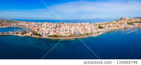 Milazzo city aerial panoramic view, Sicily Milazzo city aerial panoramic view, Sicily 139068746