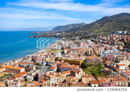 Cefalu city centre aerial panoramic view in Sicily Cefalu city centre aerial panoramic view in Sicily 139068784