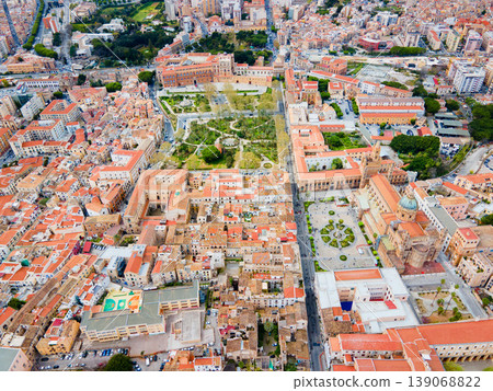 Palermo city centre aerial panoramic view in Sicily 139068822