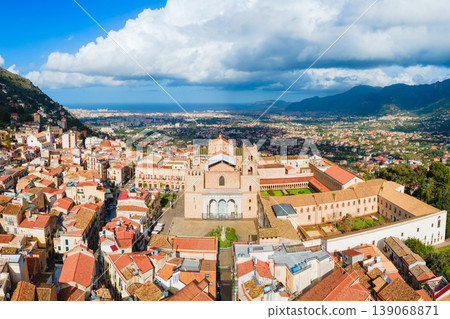 Monreale Cathedral or Duomo di Monreale aerial view, Palermo Monreale Cathedral or Duomo di Monreale aerial view, Palermo 139068871
