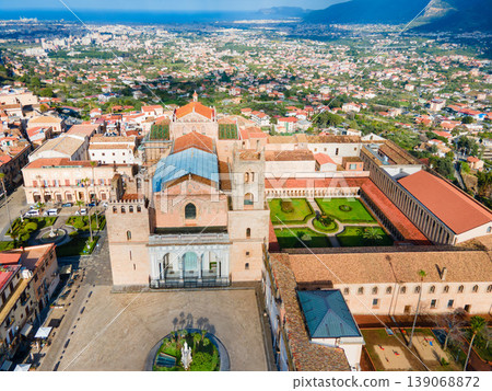 Monreale Cathedral or Duomo di Monreale aerial view, Palermo 139068872