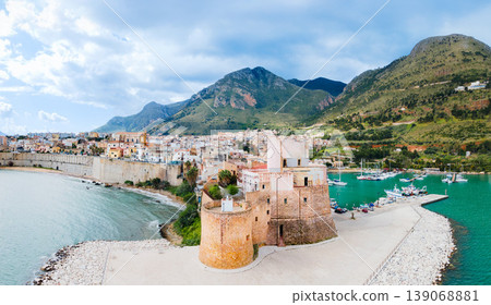 Arab Norman Castle aerial panoramic view in Castellammare Arab Norman Castle aerial panoramic view in Castellammare 139068881
