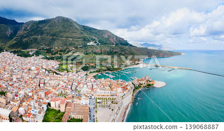 Castellammare del Golfo port aerial panoramic view Castellammare del Golfo port aerial panoramic view 139068887