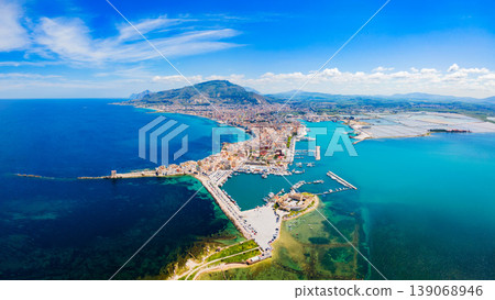 Trapani city aerial panoramic view in Sicily Trapani city aerial panoramic view in Sicily 139068946