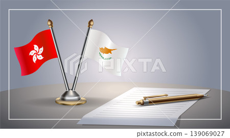 Small national flag of Hong Kong and Cyprus flag Relation, Template Vector Illustration 139069027