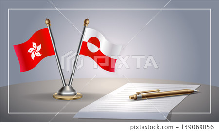 Small national flag of Hong Kong and Greenland flag Relation, Template Vector Illustration 139069056