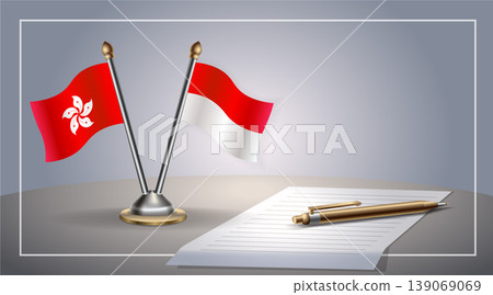 Small national flag of Hong Kong and Indonesia flag Relation, Template Vector Illustration Small national flag of Hong Kong and Indonesia flag Relation, Template Vector Illustration 139069069