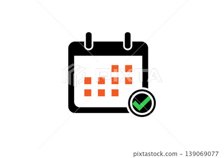 Calendar Icon With Checked Appointment Mark Showing Scheduled Dates And Confirmed Event 139069077