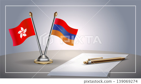 Small national flag of Hong Kong and Armenia flag Relation, Template Vector Illustration 139069274