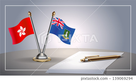 Small national flag of Hong Kong and British Virgin Islands flag Relation, Template Vector Illustration 139069294