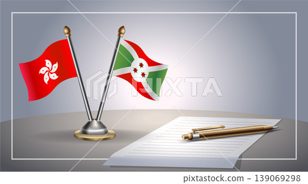 Small national flag of Hong Kong and Burundi flag Relation, Template Vector Illustration Small national flag of Hong Kong and Burundi flag Relation, Template Vector Illustration 139069298