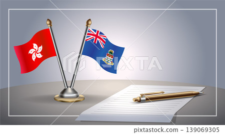 Small national flag of Hong Kong and Cayman Islands flag Relation, Template Vector Illustration 139069305