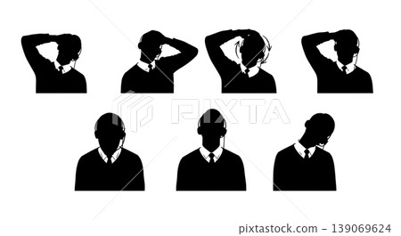 Black Solid Agents Neck Stretch Silhouettes Set of Six Black Solid Agents Neck Stretch Silhouettes Set of Six 139069624