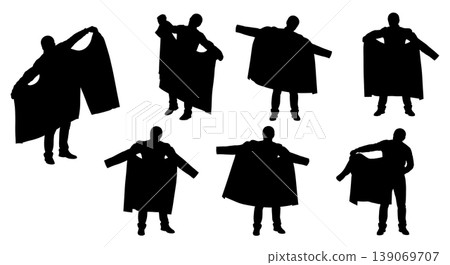 Black Solid Agents Putting Jacket Silhouettes Set of Six Black Solid Agents Putting Jacket Silhouettes Set of Six 139069707