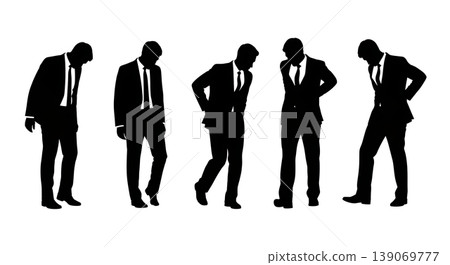 Black Solid Agents Sore Feet Silhouettes Set of Six 139069777