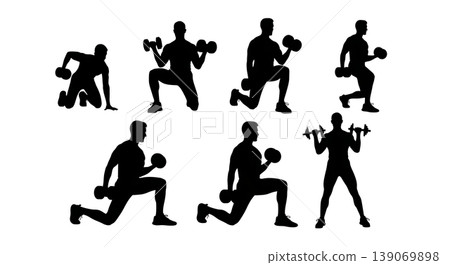 Black Solid Agents Adjusting Glasses Silhouettes Set of Six Black Solid Agents Adjusting Glasses Silhouettes Set of Six 139069898