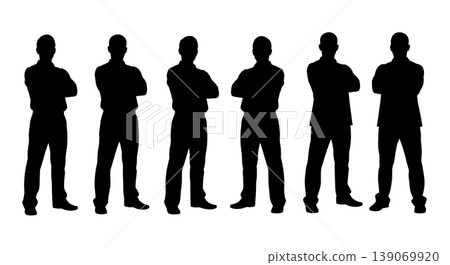 Black Solid Agents Arms Crossed Silhouettes Set of Six 139069920