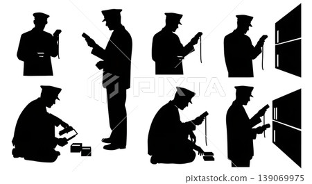 Black Solid Agents With Scanner Silhouettes Set of Six 139069975