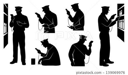 Black Solid Agents With Scanner Silhouettes Set of Six 139069976