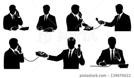 Black Solid Agents Corded Handset Silhouettes Set of Six Black Solid Agents Corded Handset Silhouettes Set of Six 139070022