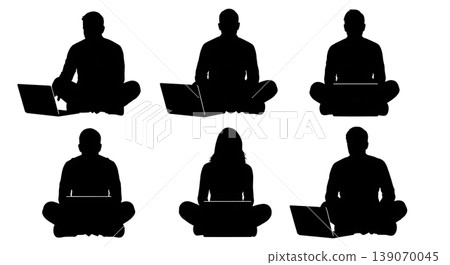 Black Solid Agents Floor Laptop Silhouettes Set of Six 139070045
