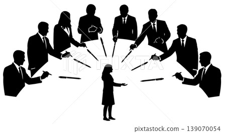 Black Solid Agents Handing Pen Silhouettes Set of Six Black Solid Agents Handing Pen Silhouettes Set of Six 139070054
