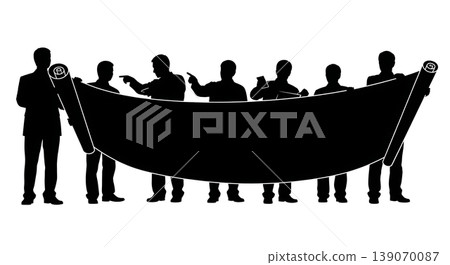 Black Solid Agents Holding Blueprint Silhouettes Set of Six 139070087
