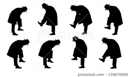 Black Solid Agents Holding Clipboard Silhouettes Set of Six 139070089