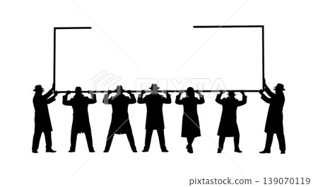 Black Solid Agents Holding Board Silhouettes Set of Six Black Solid Agents Holding Board Silhouettes Set of Six 139070119