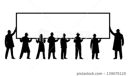 Black Solid Agents Holding Board Silhouettes Set of Six 139070120