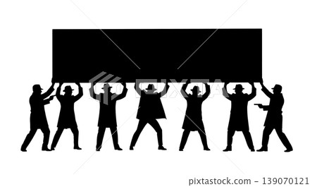 Black Solid Agents Holding Board Silhouettes Set of Six 139070121