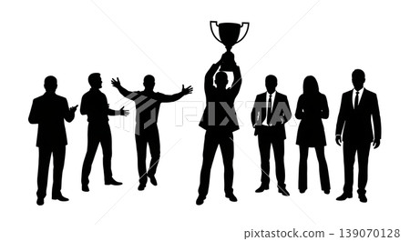 Black Solid Agents Holding Trophy Silhouettes Set of Six Black Solid Agents Holding Trophy Silhouettes Set of Six 139070128