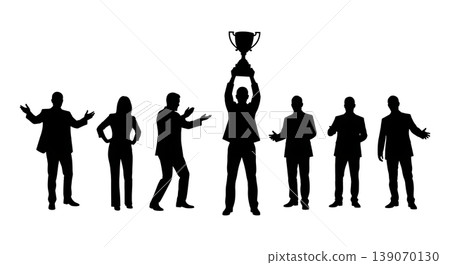 Black Solid Agents Holding Trophy Silhouettes Set of Six Black Solid Agents Holding Trophy Silhouettes Set of Six 139070130