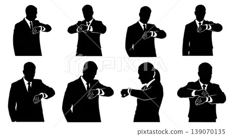 Black Solid Agents Impatient Watch Silhouettes Set of Six 139070135