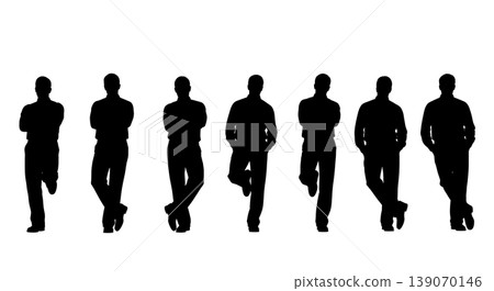 Black Solid Agents Leaning Wall Silhouettes Set of Six Black Solid Agents Leaning Wall Silhouettes Set of Six 139070146