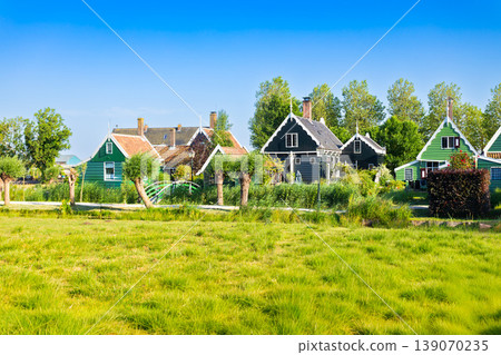 Traditional wooden houses in Zaanse Schans, Netherlands Traditional wooden houses in Zaanse Schans, Netherlands 139070235